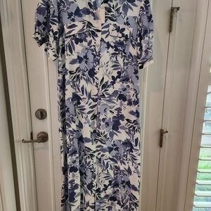 Floral Blue and White Dress